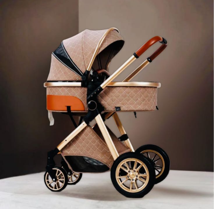 Luxury Multi-functional 2 in 1 Baby Stroller High Eggshell Pram Reclining Light Fold with Bassinet