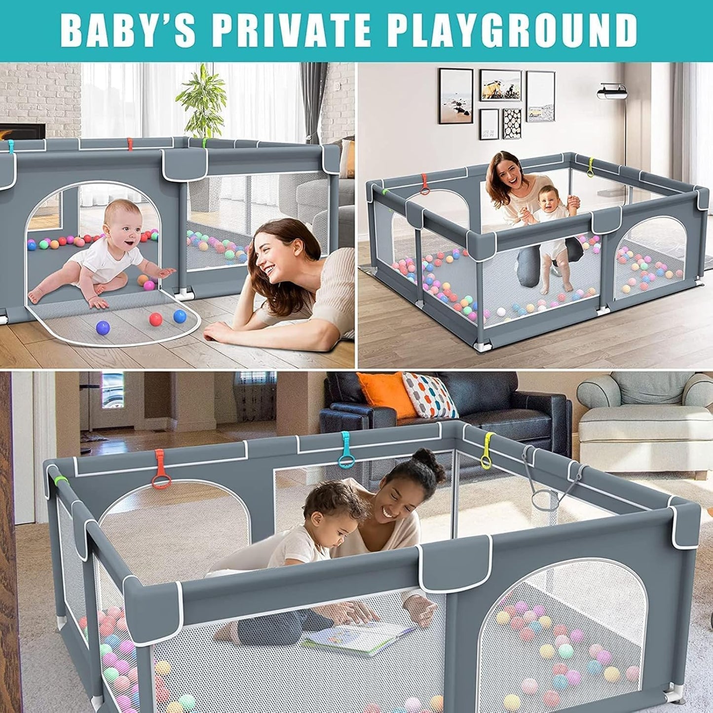 Extra Large Baby Playpen, GuanfeiTech 200 * 180cm Playyard Play Pens for Babies and Toddlers
