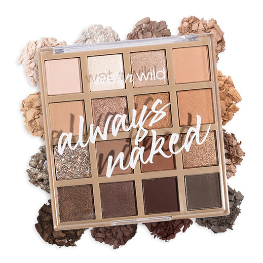 Always Naked Palette, Nude Neutral Eye Makeup, Blendable, Warm And Cool Nude Pigments, Matte, Shimmer, Glitter, Creamy Smooth