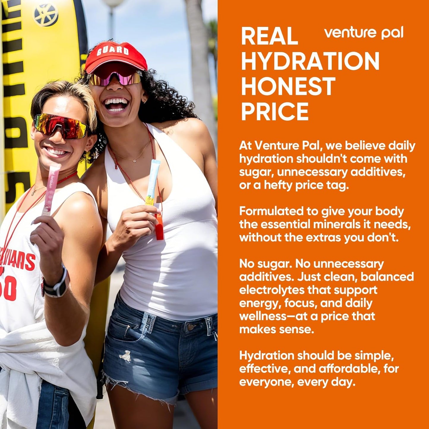 Venture Pal Sugar Free Electrolyte Powder Packets - Liquid Daily IV Hydration Packets, 16 Sticks