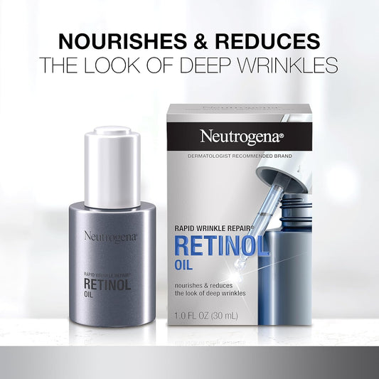 Neutrogena Retinol Face Oil .3% Concentrated, Rapid Wrinkle Repair, Daily Anti-Aging Face Serum to Fight Fine Lines, Deep Wrinkles, & Dark Spots