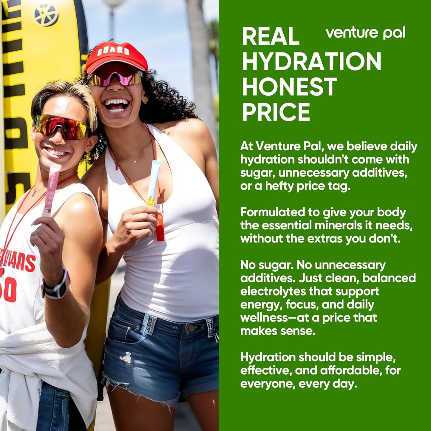 Venture Pal Sugar Free Electrolyte Powder Packets - Liquid Daily IV Hydration Packets ,16 Sticks