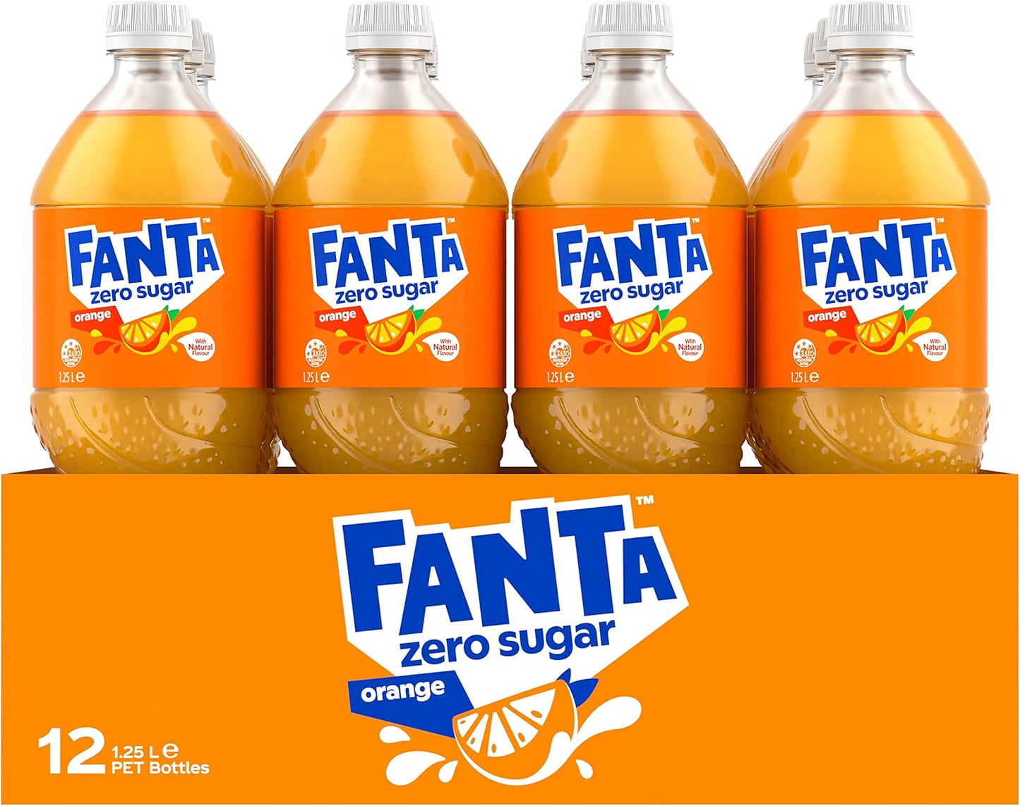 Fanta Orange Zero Sugar Soft Drink Multipack Bottles 12 x 1.25L