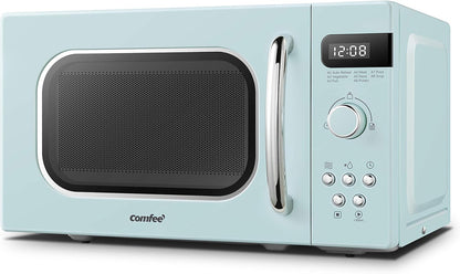 COMFEE' Retro Style 800w 20 Litre Microwave Oven with 8 Auto Menus, 5 Cooking Power Levels and Express Cook Button - Mint Green -CM-M202RAF(GN)