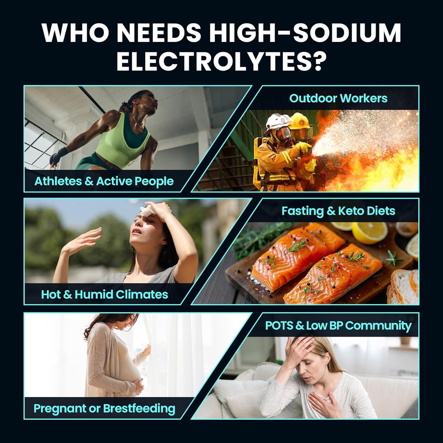 Venture Pal High Sodium Sugar Free Electrolytes Powder Packet, Zero Calories , Electrolyte Drink Mix
