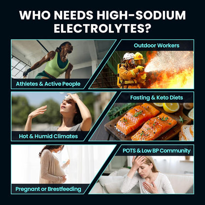 Venture Pal High Sodium Sugar Free Electrolytes Powder Packet, Zero Calories , Electrolyte Drink Mix