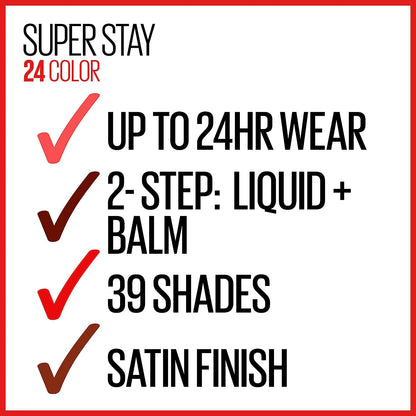 Maybelline New York Super Stay 24, 2-Step Liquid Lipstick Makeup, Long Lasting Highly Pigmented Color with Moisturizing Balm, Forever Chestnut, Brown