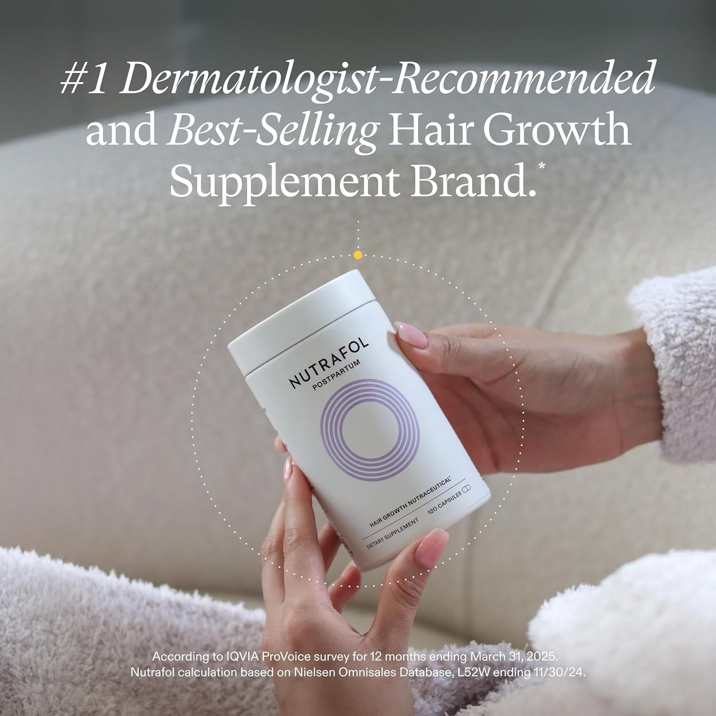 Nutrafol Postpartum Hair Growth Supplements, Clinically Tested for Visibly Thicker Hair