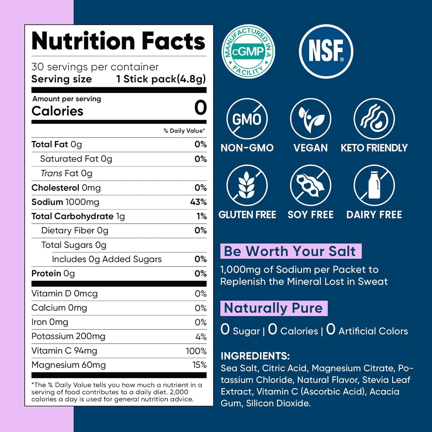 Venture Pal High Sodium Sugar-Free Electrolyte Powder Pac-30 Sticks