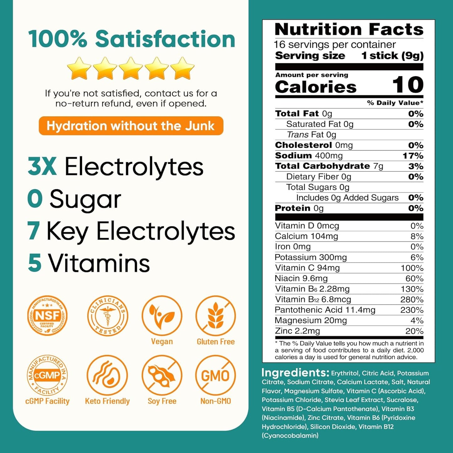 Venture Pal Sugar Free Electrolyte Powder Packets - Liquid Daily IV Drink
