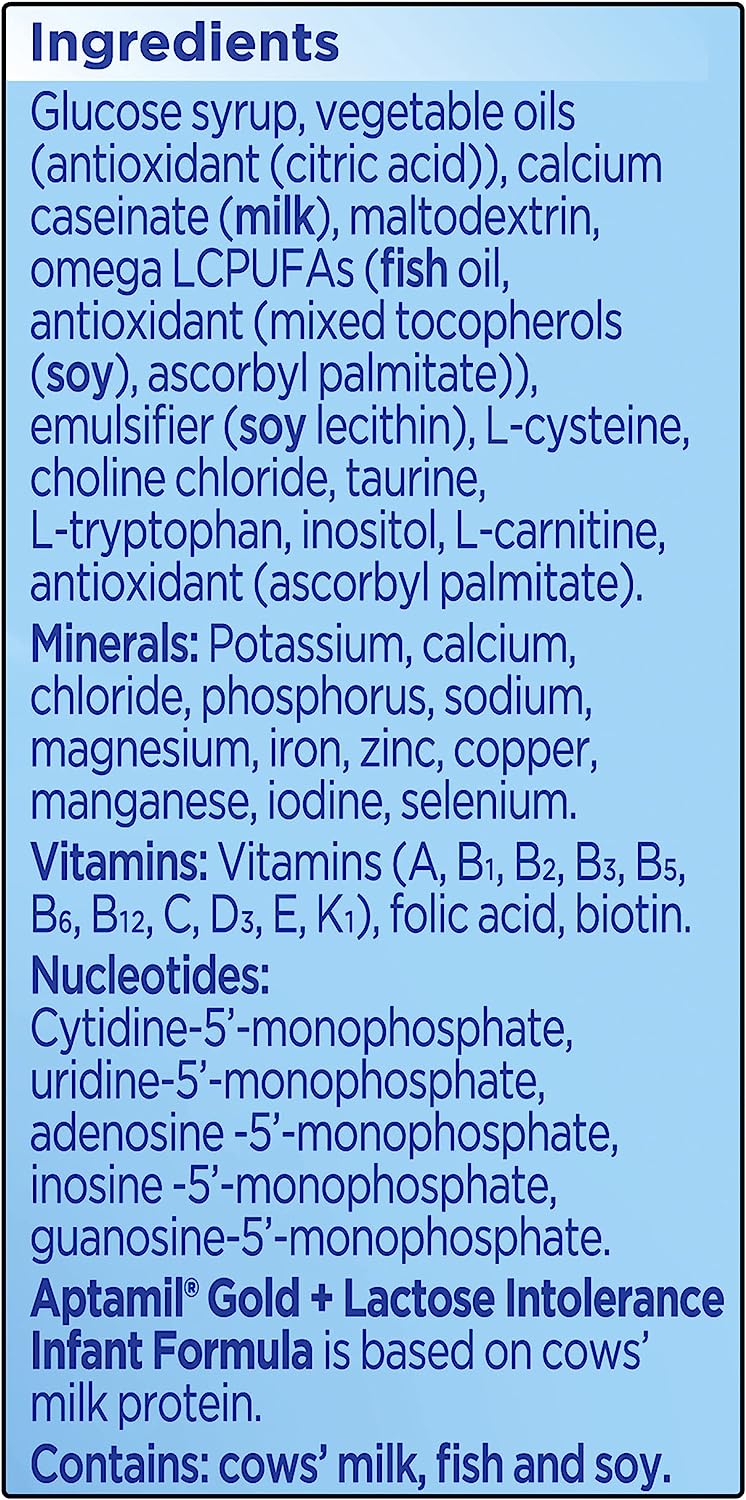 Aptamil Gold+ Lactose Intolerance Baby Infant Formula Lactose Free from Birth to 12 Months, 900 g