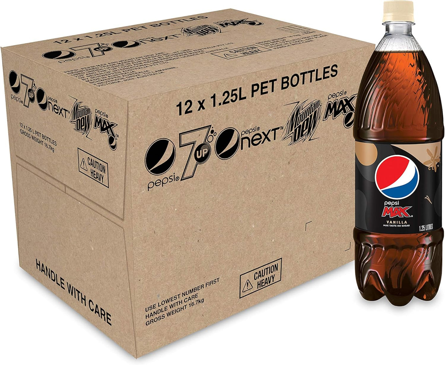 Pepsi Max Vanilla Zero Sugar Cola, 12 x 1.25L