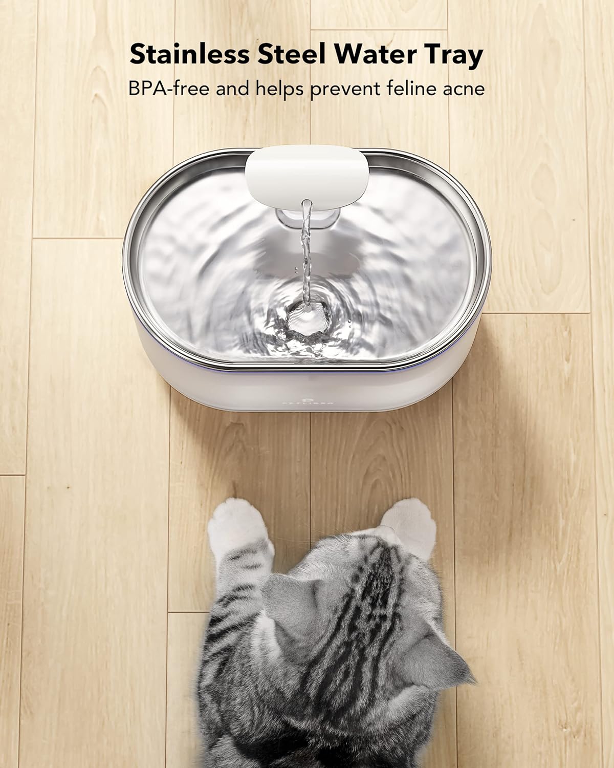 Cat Water Fountain Stainless Steel,Ultra Quiet,71fl oz/2.1L Automatic Cat Fountain,Two Flow Modes,BPA-Free Capsule Metal Healthy Pet Water Fountain for Cats Inside with 4 Large Filters