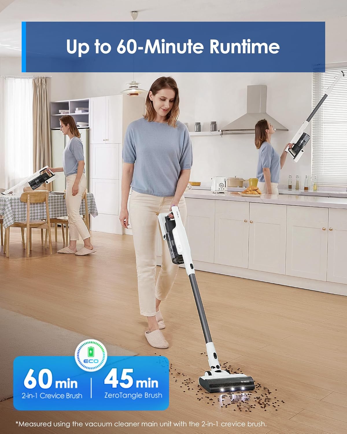 Tineco Pure One A30S 500W Cordless Stick Vacuum Cleaner, 160AW Suction, 60Min Runtime, 1L Larger Dustbin, ZeroTangle Brush, PureCyclone Tech, LED Headlight