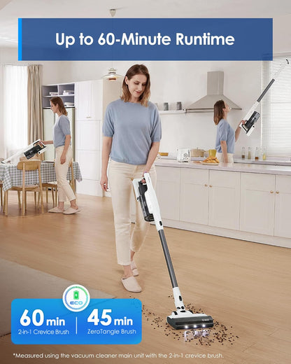 Tineco Pure One A30S 500W Cordless Stick Vacuum Cleaner, 160AW Suction, 60Min Runtime, 1L Larger Dustbin, ZeroTangle Brush, PureCyclone Tech, LED Headlight