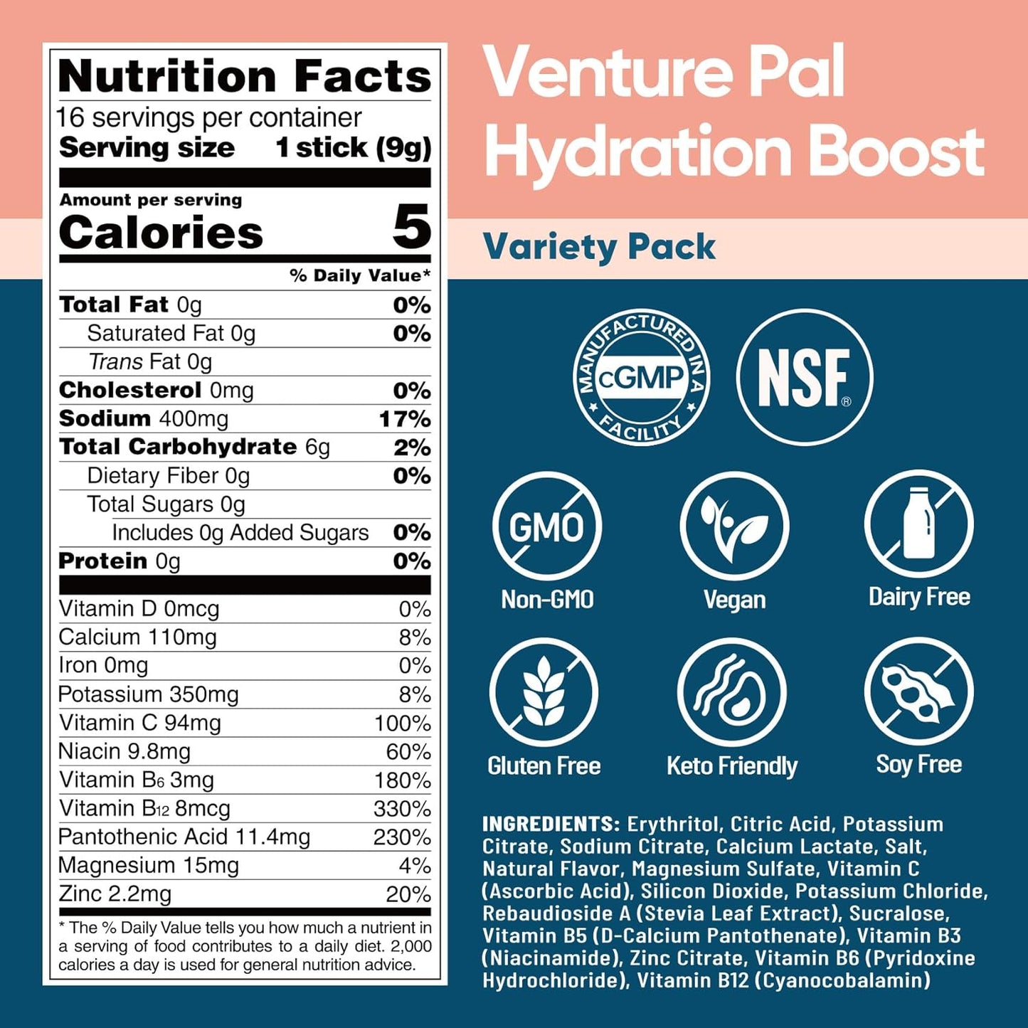 Venture Pal Sugar Free Electrolyte Powder Packets