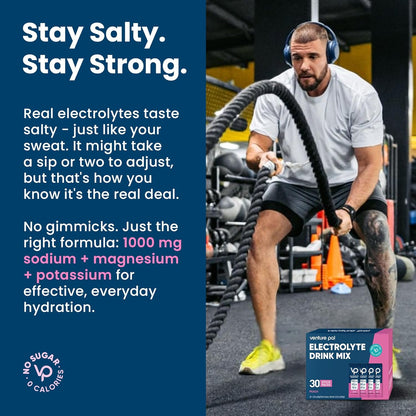 Venture Pal High Sodium Sugar-Free Electrolyte Powder Packets - Hydration Packets with Sodium, Potassium & Magnesium | Zero Calories | Vegan, Keto, and Paleo Friendly | 30 Sticks