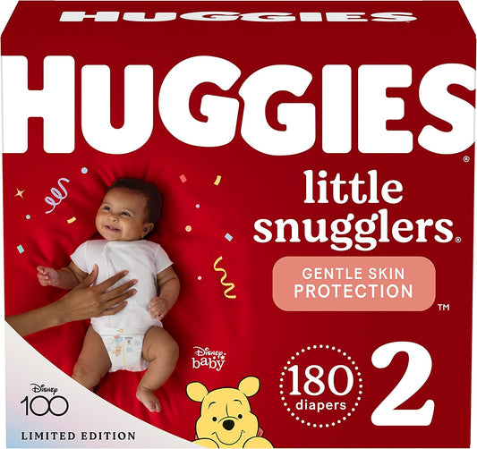 Huggies Little Snugglers Baby Diapers, Size 2 (up to 12-18 lb.), 180 Pack, Economy Plus Pack