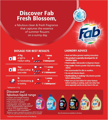 Roll over image to zoom in Fab Fresh Blossoms, Laundry Detergent Washing Powder, 4 Kilograms