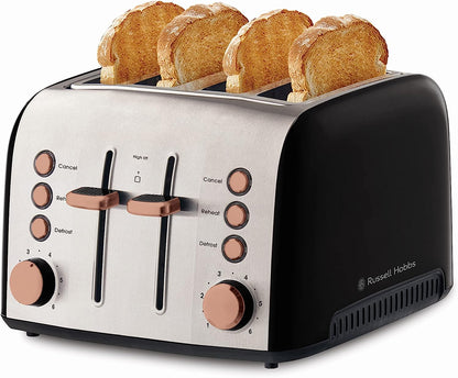 Russell Hobbs RHT94COP, Brooklyn Toaster 4 Slice, Extra Wide Toasting Slots