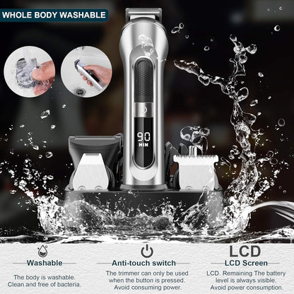 Hatteker Beard Trimmer for Men Hair Clipper Cordless Mustache Nose Trimmer Body Groomer Hair Cutting Kit Precision Trimmer USB Rechargeable Waterproof 5 in.