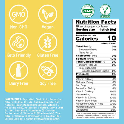 Venture Pal Sugar Free Electrolyte Powder Packets - Liquid Daily IV Drink Mix for Rapid Hydration & Party Recovery | 5 Vitamins & 7 Electrolytes| Keto Friendly | Non-GMO | Certified Vegan | 16 Sticks