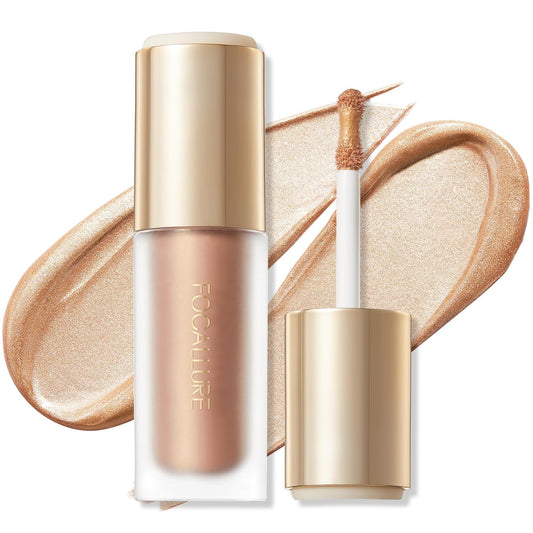 FOCALLURE Shimmer Liquid Highlighter, Smooth Cream Formula and Non-greasy Finish,Delivers a Natural Glow, Long Lasting Waterproof Illuminator Highlighter Face Enhancing Makeup,Miracle Focus