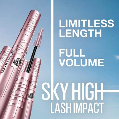 Lash Sensational Sky High Washable Mascara Makeup, Volumizing, Lengthening, Defining, Curling, Multiplying, Buildable Formula, Blackest Black, 1 Count