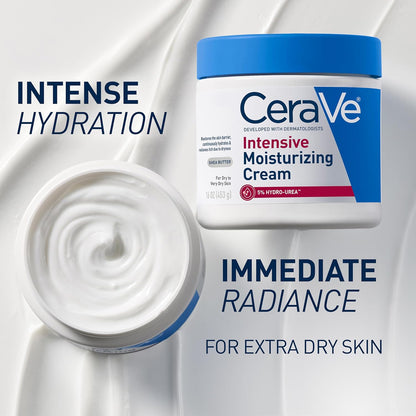 CeraVe Intensive Moisturizing Cream, Body Moisturizer With Shea Butter, 72H Hydration + Skin Barrier Repair, Fragrance-Free Body Lotion For Extremely Dry Skin, 19oz
