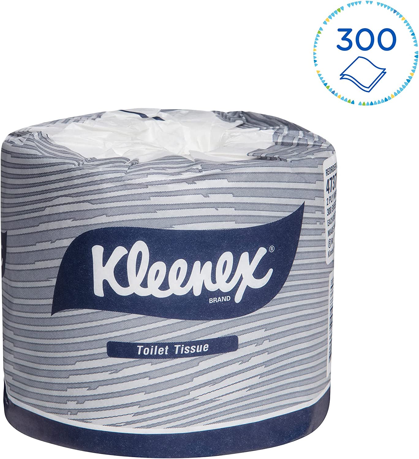 Kleenex 4737 Kleenex Executive Toilet Tissues, White, 300 Sheets, Case of 48 Rolls, White