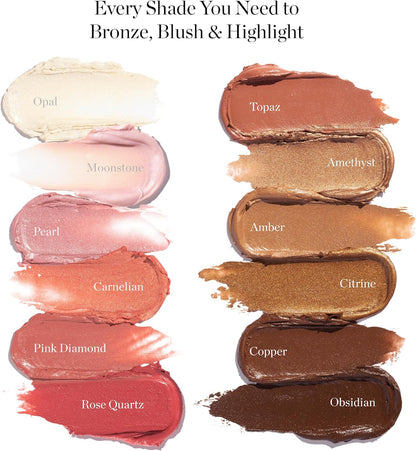 Ogee Sculpted Face Stick (AMBER - SUN KISSED BRONZE) Certified Organic Highlighter Makeup - Multi-Use Bronzer Stick for Face