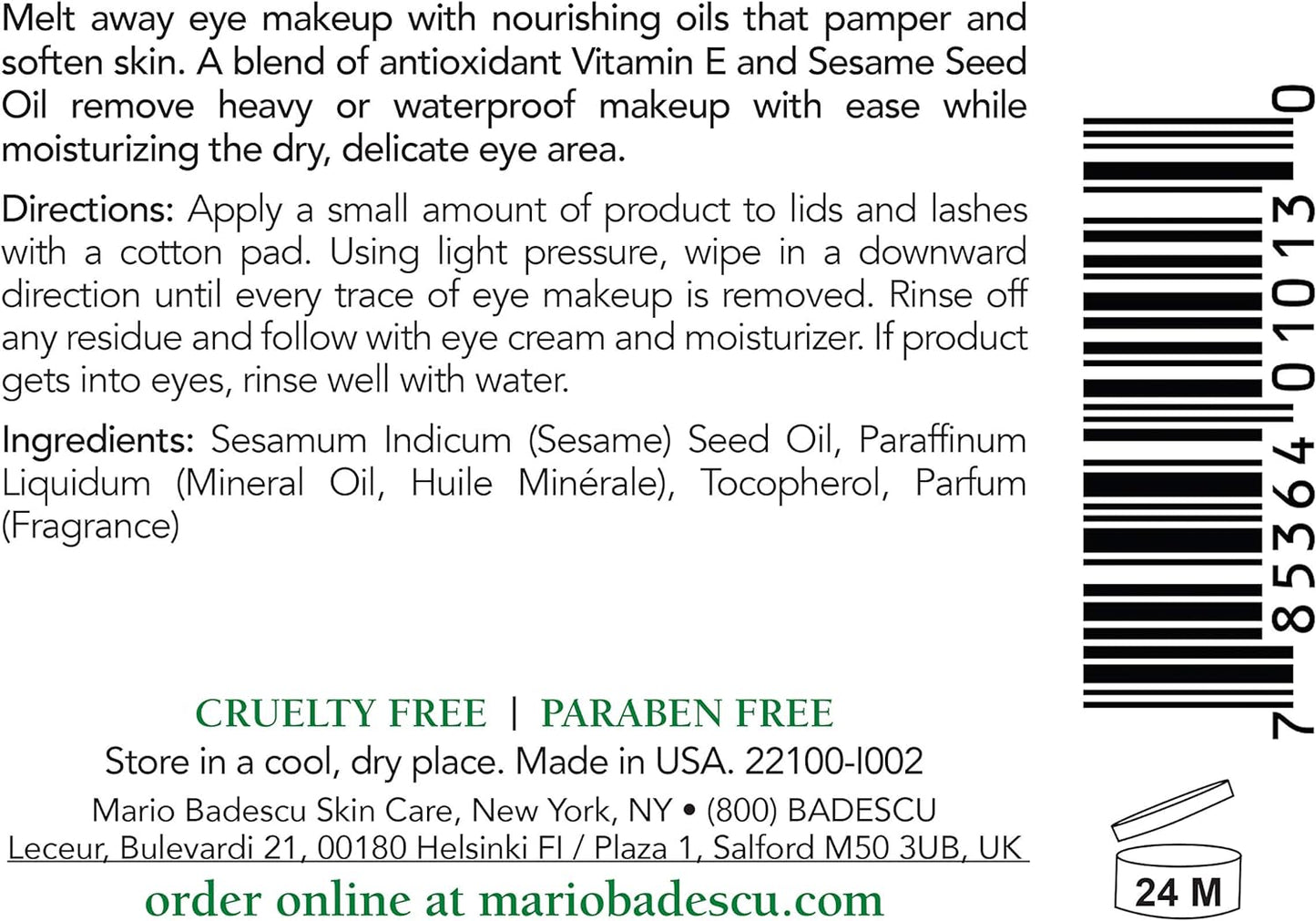 Mario Badescu Carnation Eye Makeup Remover Oil, Ideal for Combination, Dry or Sensitive Skin, Cleansing and Moisturizing Waterproof Mascara Remover with Sesame Seed Oil, 2 Oz