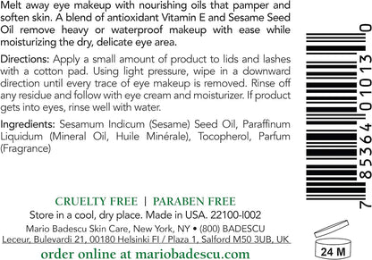 Mario Badescu Carnation Eye Makeup Remover Oil, Ideal for Combination, Dry or Sensitive Skin, Cleansing and Moisturizing Waterproof Mascara Remover with Sesame Seed Oil, 2 Oz