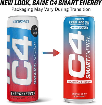 C4 Smart Energy Drink - Sugar Free Performance Fuel- Freedom Ice 12