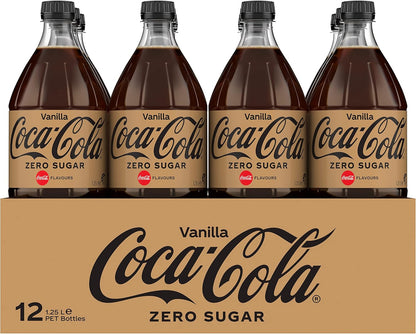 Coca-Cola Zero Sugar Vanilla Soft Drink Multipack Bottles 12 x 1.25L