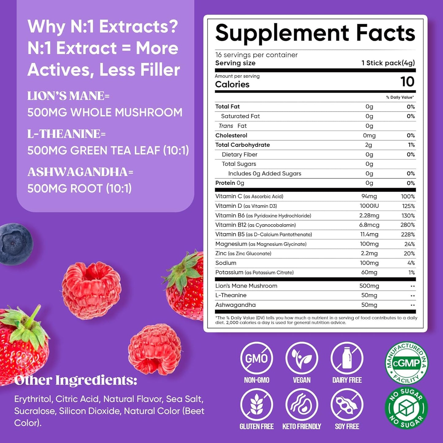 Venture Pal Calming Powdered Drink Mix, Magnesium Glycinate,sugar free