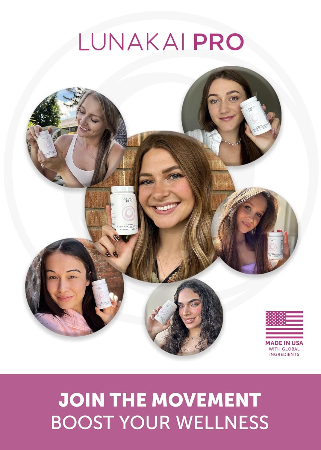 Lunakai PRO USA Made Women’s Hair Growth & Restore Vitamins