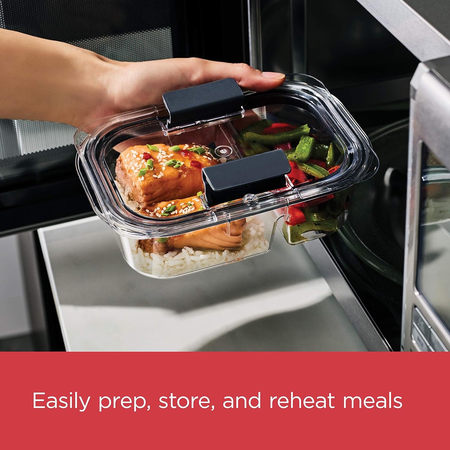 Rubbermaid Brilliance BPA Free Food Storage Containers with Lids, Airtight, for Lunch, Meal Prep, and Leftovers, 2 Compartments, Set of 5 (2.85 Cup)