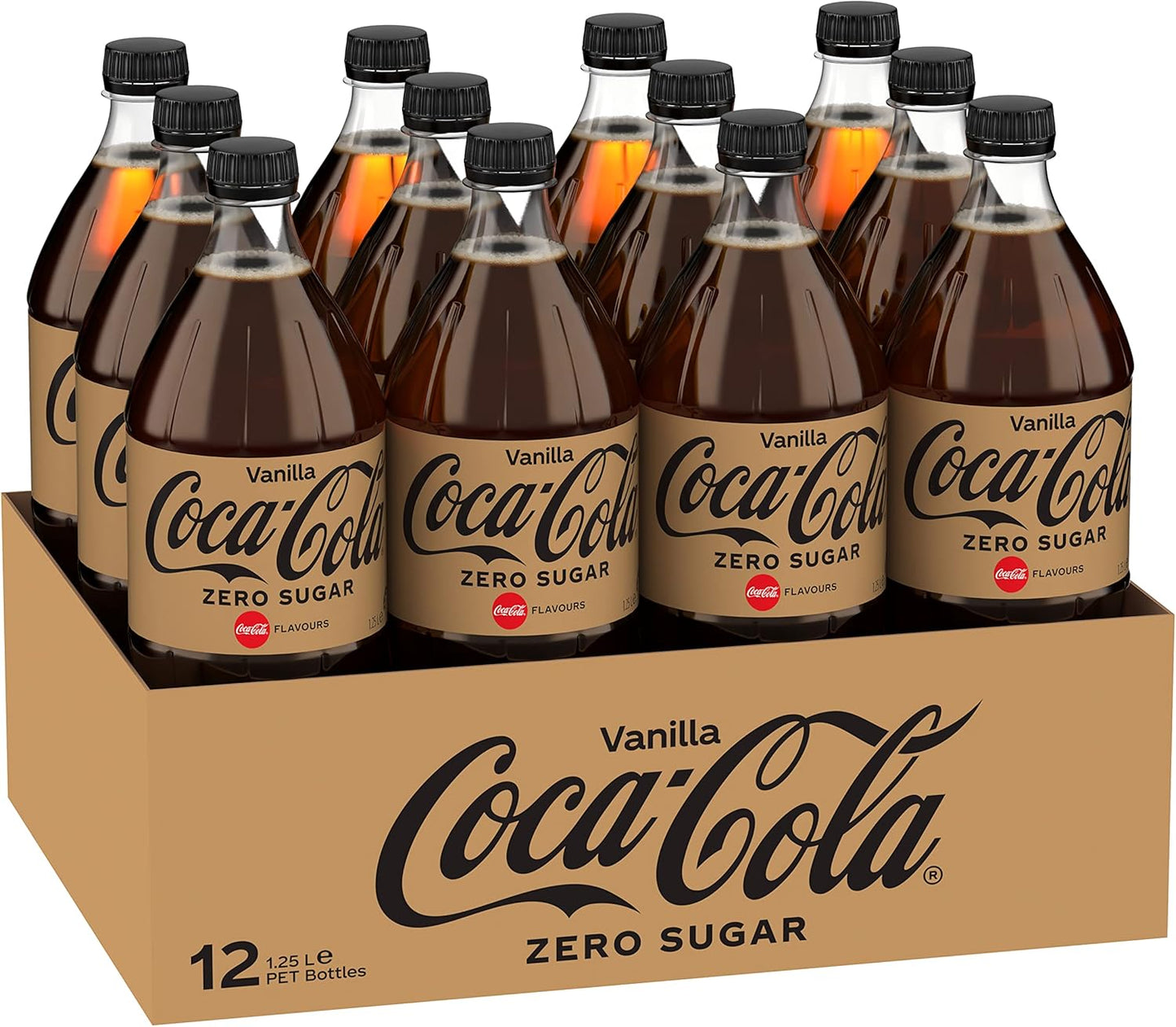 Coca-Cola Zero Sugar Vanilla Soft Drink Multipack Bottles 12 x 1.25L