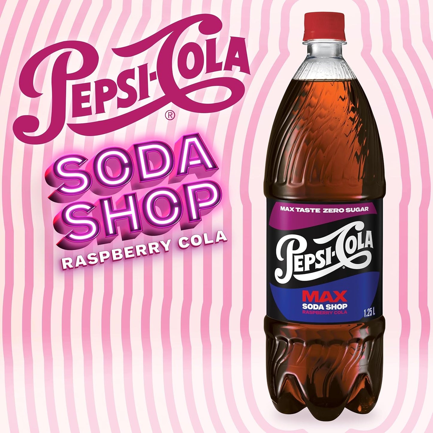 Pepsi Max Soda Raspberry Flavoured Soft Drink 1.25 Litre (Pack of 12)