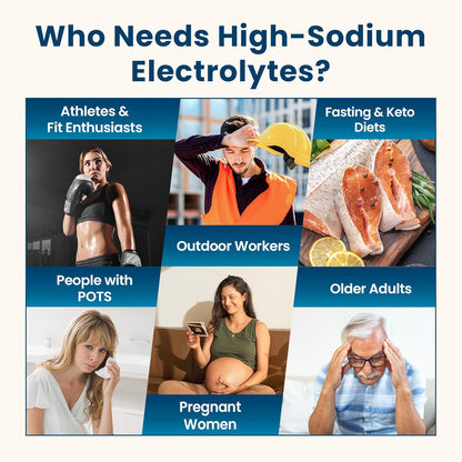 Venture Pal High Sodium Sugar-Free Electrolyte Powder Packets - Hydration Packets with Sodium, Potassium & Magnesium | Zero Calories | Vegan, Keto, and Paleo Friendly | 30 Sticks