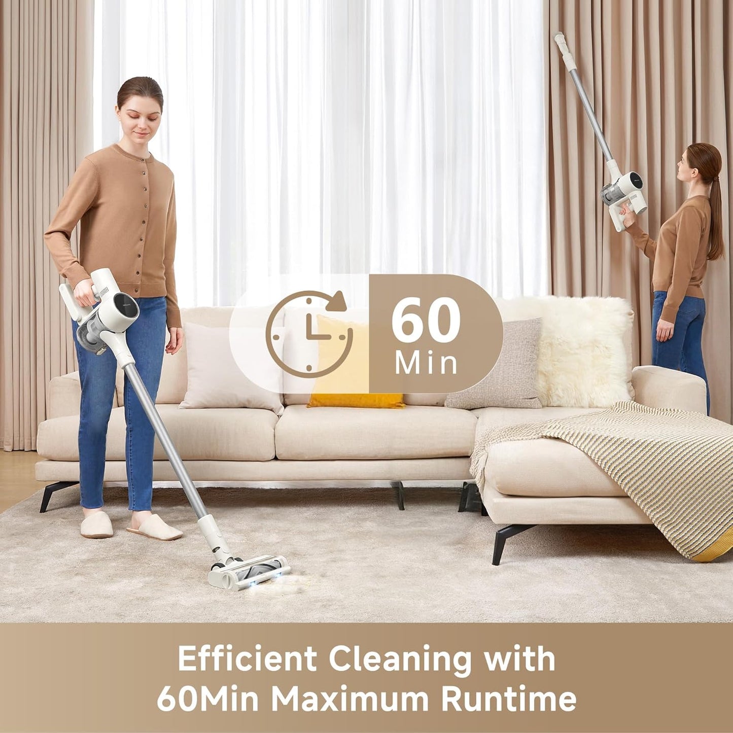 dreame R10 Pure Cordless Vacuum Cleaner, Stick Vacuum Cleaner for Home, 120AW Powerful Suction, Anti-Tangle, LED Headlights, Up to 60 Mins Runtime, Lightweight for Carpet, Hard Floor, Pet Hair
