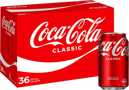 Coca Cola Classic Soft Drink Multipack Cans 36 x 375mL