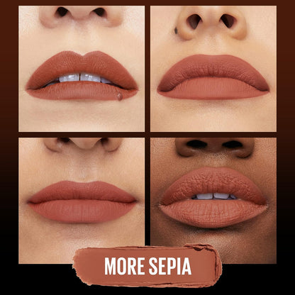 Maybelline Color Sensational Ultimatte Matte Lipstick, Non-Drying, Intense Color Pigment, More Sepia, Mid-Tone Camel