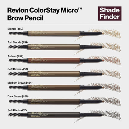 ColorStay Micro Eyebrow Pencil with Built In Spoolie Brush, Infused with Argan and Marula Oil, Waterproof, Smudgeproof, 454 Medium Brown