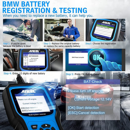 ANCEL BM700 BMW Professional SRS Airbag Reset Battery Registration Tool,Cooper OBD1 OBD2 Scanner
