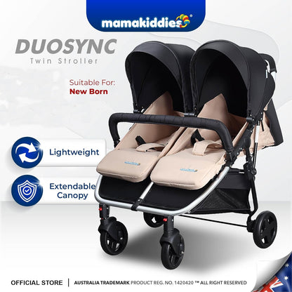 Twin Pram Tandem DuoSync Double Pram Twin Stroller Newborn Toddler Baby 0-3 Years