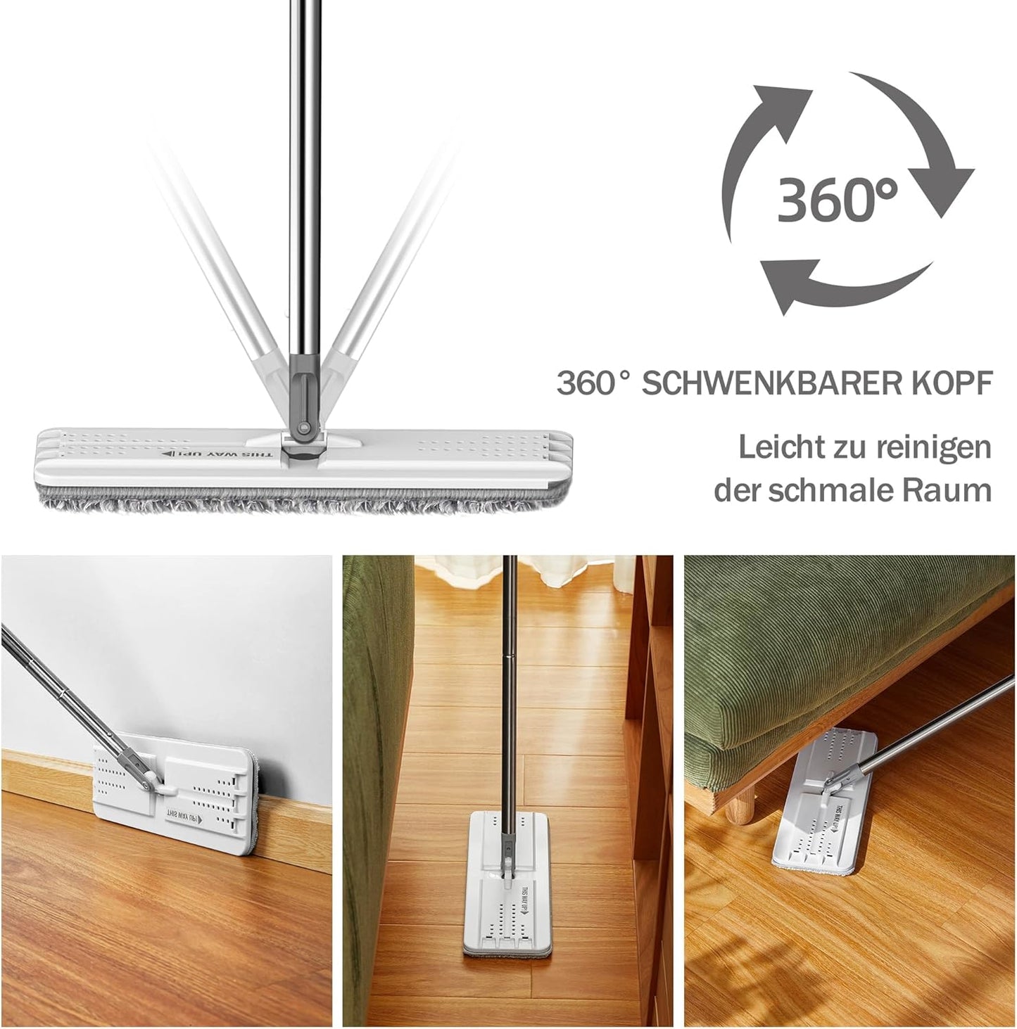 JOYMOOP Flat Mops, Microfiber Mop for Floor Cleaning and Wall Cleaner, 50"