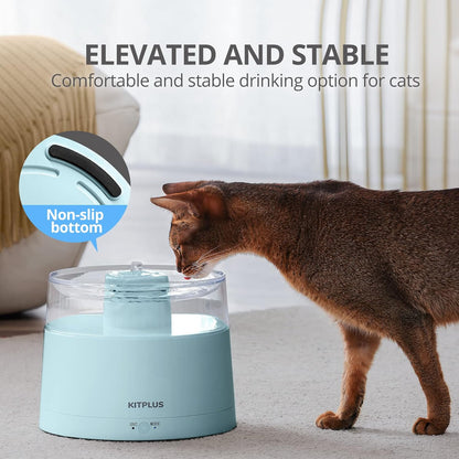 Cat Water Fountain with Wireless Pump, [Separation of Water and Electricity] [99.99% Safe and Clean] Automatic Cat Fountain , Smart Modes, Easy to Clean, Ultra Quiet Pet Water Fountain -KITPLUS