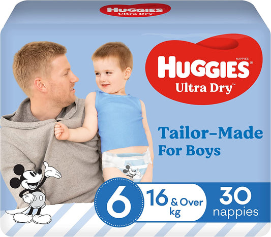 Huggies Ultra Dry Nappies Boy Size 6 (16kg+) 30 Nappies